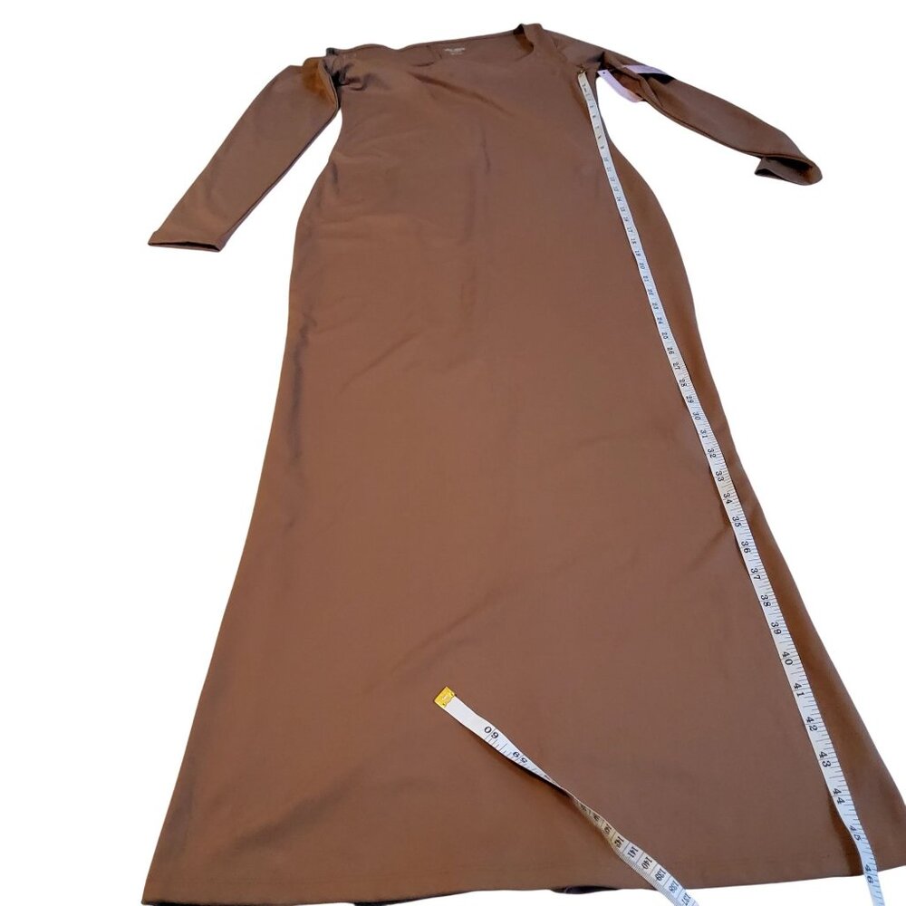 Wild Fable Long Sleeve Bodycon Maxi Dress In Brown With Back Slit detail Size M - Picture 6 of 13